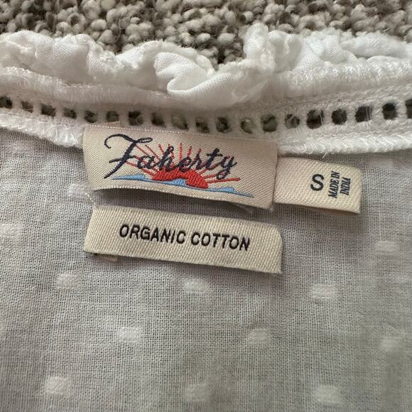 Faherty white cotton button front long sleeve top size S - Picture 7 of 12